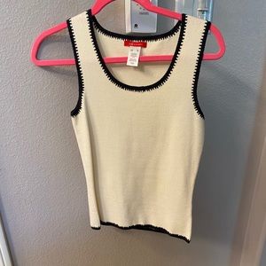 - Anne Klein crochet trim knit shell PP whipstitch cream and navy